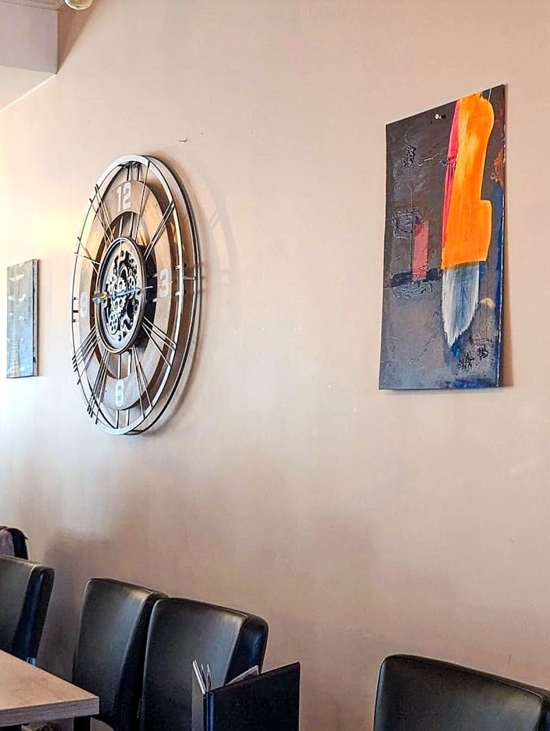 Benches and wall decoration